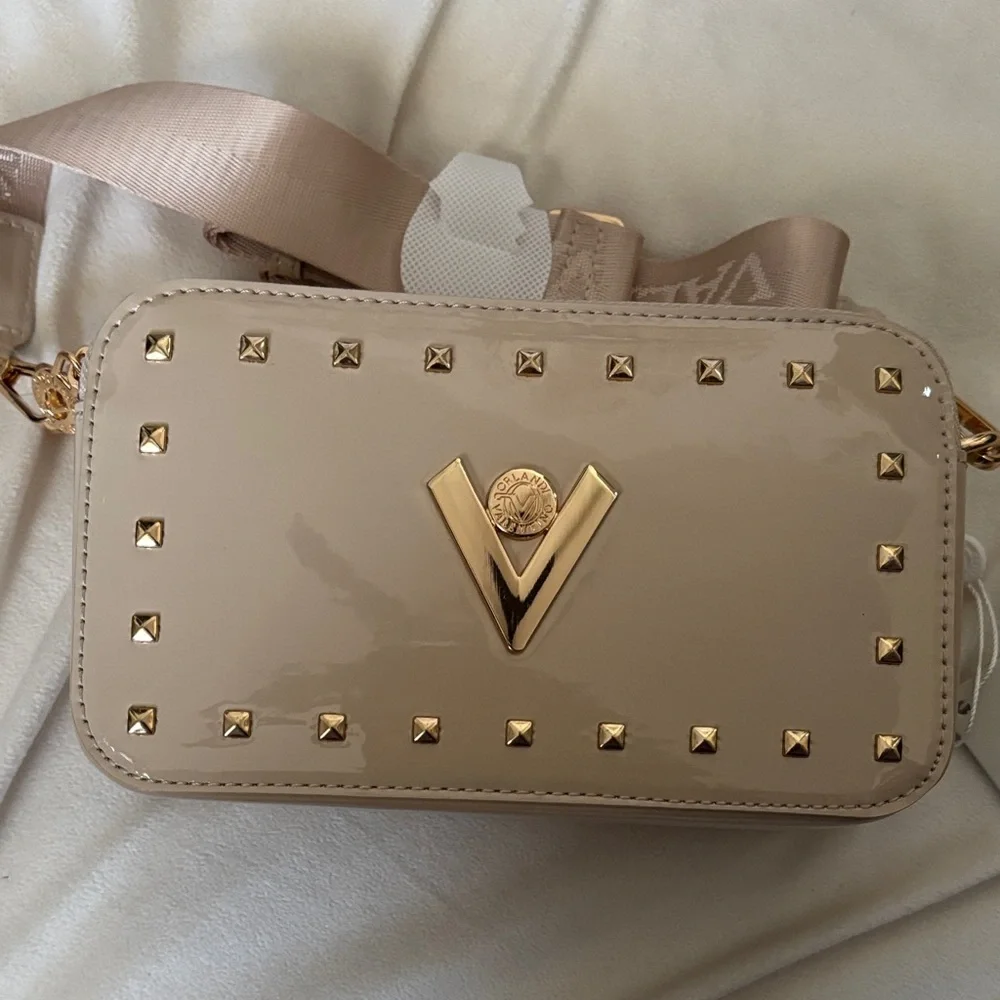 Valentino Orlandi Beige Crossbody Bag with Gold Accents - Picture 3 of 6
